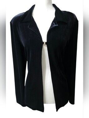 Vintage Studio Women's Black Velvet Open-Front Jacket/ Cardigan